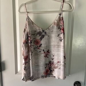 White House Black Market Floral/plaid Reversible Camisole in Pink and Cream